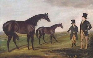 A mare and foal with a trainer and owner
