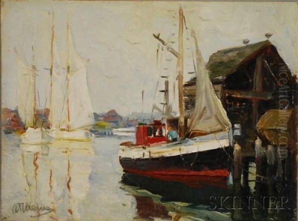 Moored Schooners With Fishing Boat At Pier - view 1