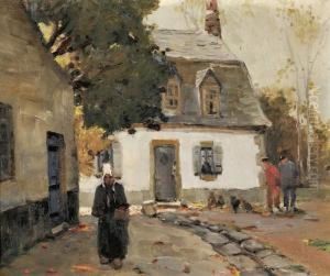 Dutch Village Scene In Autumn by Anthony Thieme