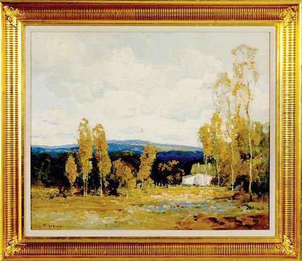 Autumn Landscape With Cabin - view 1