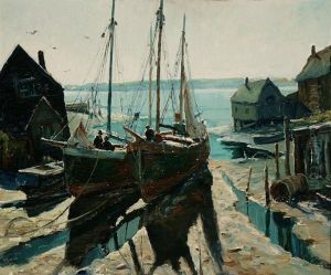 Harbor Scene At Low Tide by Anthony Thieme