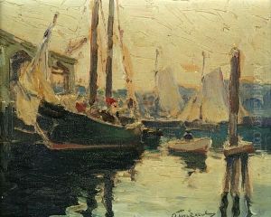 Boats In A Harbor by Anthony Thieme