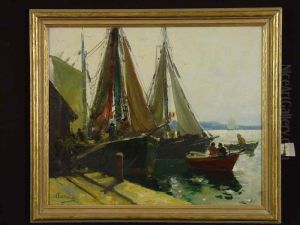 Segelboote Im Hafen (drying Sails) by Anthony Thieme