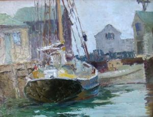 North Shore Harbor Scene. Signed Lower Left A. Thieme. by Anthony Thieme