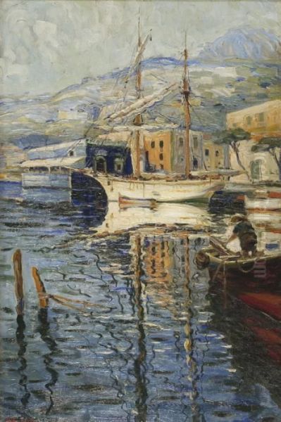 Two-masted Schooner At A Mediterranean Dock. - view 1