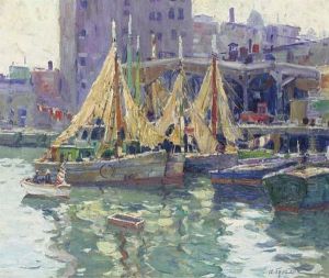 Boats In Harbor by Anthony Thieme
