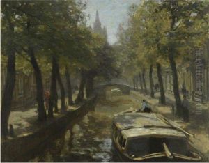 A Sunny Afternoon In Delft, The Old Church In The Distance by Willem Bastiaan Tholen