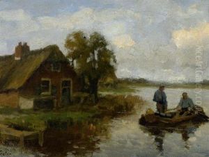 Flusslandschaft Mit Boot. by Willem Bastiaan Tholen