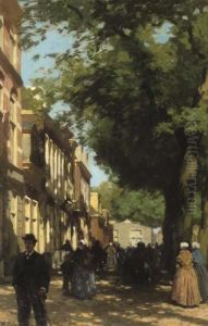 A Sunny Day On The Willemstraat, Scheveningen by Willem Bastiaan Tholen