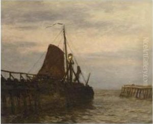 Entering The Harbour Of Nijkerk At Twilight by Willem Bastiaan Tholen