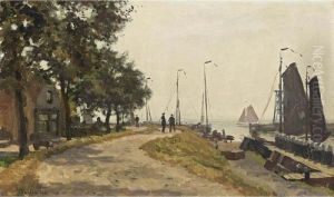 Figures Strolling On A Quay