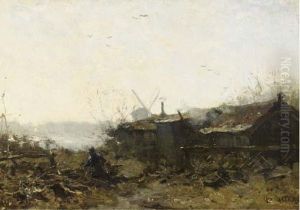 A Farmer Working In His Garden by Willem Bastiaan Tholen