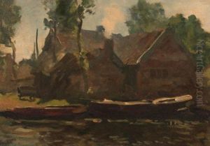 A Farm Along A Canal In Giethoorn by Willem Bastiaan Tholen