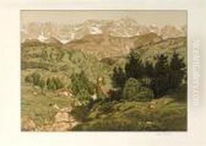 View Of The Alps Near St by Hans Thoma