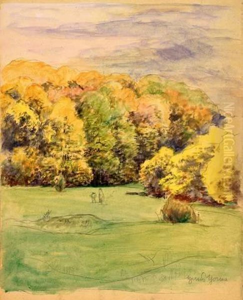Herbstlicher Wald - Landschaftsstudie Mit Figuren - view 1