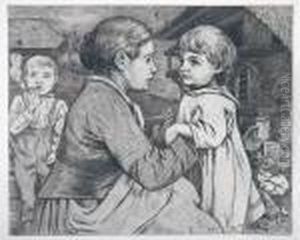 Schwarzwaldbauerin Mit Ihrem Jungsten Kind Sprechend by Hans Thoma