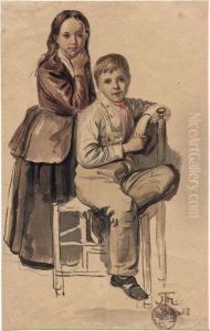 Bildnis Eines Geschwisterpaares by Hans Thoma