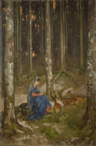 Genoveva In Der Waldeinsamkeit by Hans Thoma