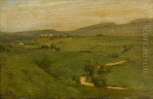Hugelige Landschaft Mit Bachlauf by Hans Thoma
