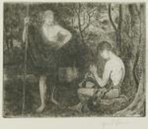Hirte Undflotenspieler by Hans Thoma