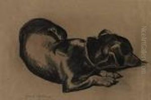 Schlafender Dackel by Hans Thoma