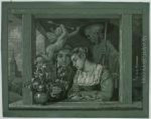 Schnitter Tod (amor Und Tod, Brautpaar) by Hans Thoma
