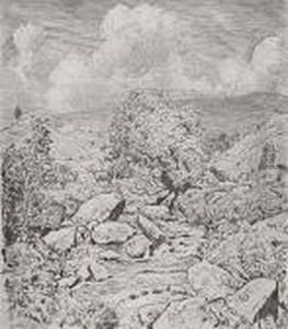 Schwarzwaldbach Mit Wolken by Hans Thoma
