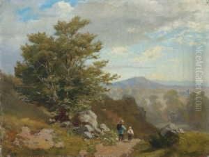 Gebirgslandschaft Mit Zwei
 Wanderern. by Hans Thoma