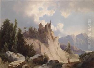 View Of Alittle Church On A Mountain by Josef Thoma