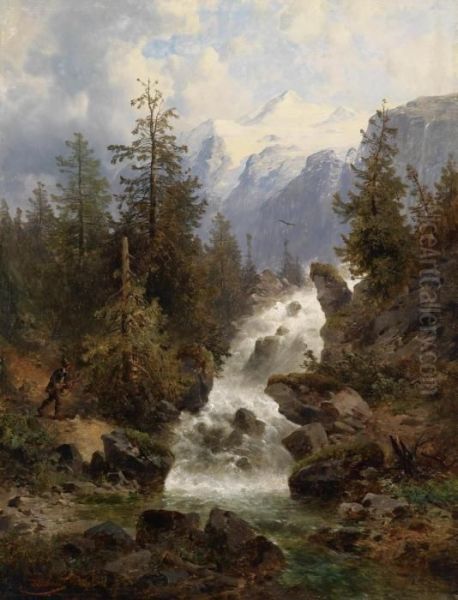 Hunter By The Waterfall - view 1