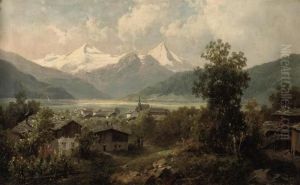 A Village In Fugen, Zillerthal, Austria by Josef Thoma