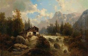 Schmiede An Sommerlichem Gebirgsbach by Josef Thoma