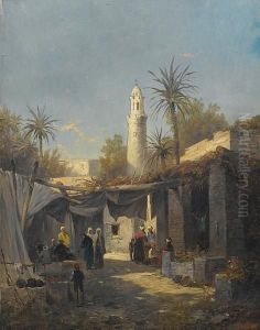 A Pair Of Constaninople Street Scenes by Josef Thoma