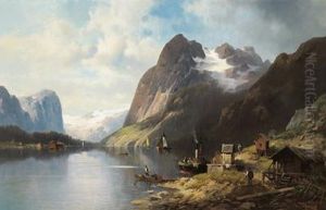 Il Fiordo Di Hardanger Con Una Nave A Vapore Ancorata
