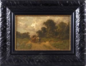 Romantische Abendlandschaft Mit Bauern