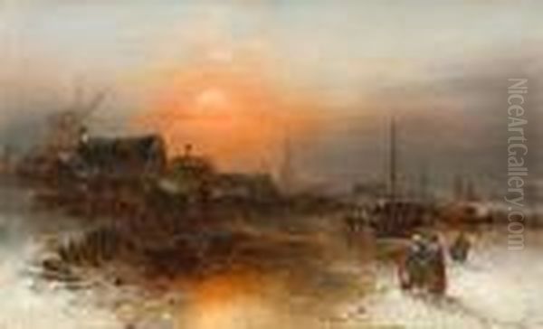 Ice Landscape At Sunset - view 1