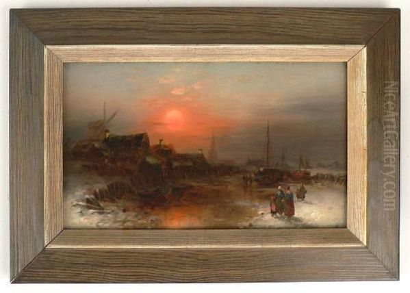 A Beach Scene At Sunset - view 1