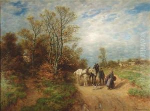 Autumnal Landscape With A Peasant Family On A Path Autumnal Landscape With A Peasant Family On A Path