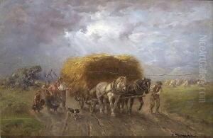 Bauern Mit Ihrem Heuwagen Auf Dem
 Heimweg by Desire Tomassin