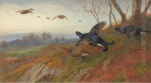 Autumn Alarm-blackgame In Flight by Archibald Thorburn
