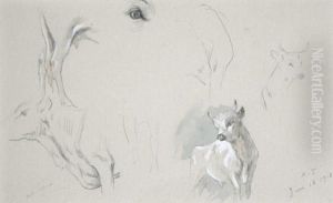 Wild White Cattle - Cadzow by Archibald Thorburn