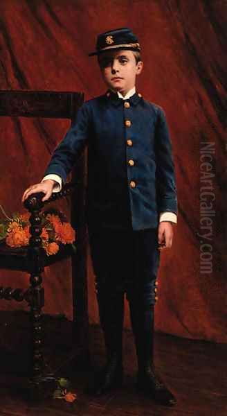 Portrait of a boy in 'Yankee' uniform - view 1