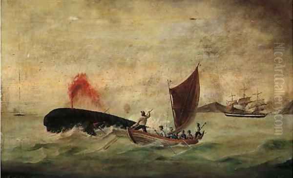 Harpooning a sperm whale - view 1