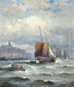 A Calais Fishing Boat Off The Harbour Mouth, Boulogne by William A. Thornley or Thornbery