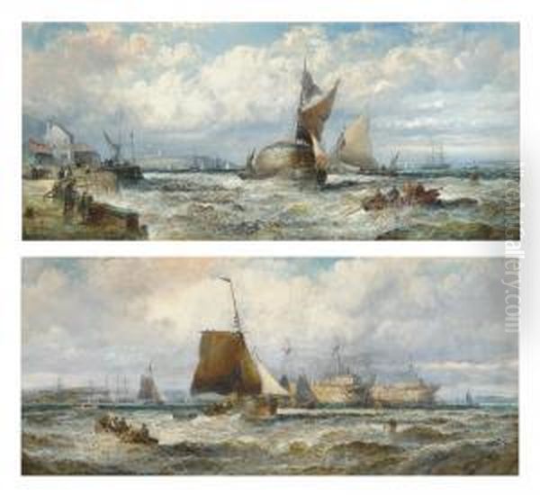 Hay Barges And Other Shipping In A Stiff Breeze Off Dover - view 1