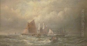 Fishing Boats Off Scarborough by William A. Thornley or Thornbery