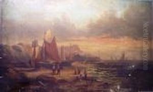 Boats On The Shore, Whitby by William A. Thornley or Thornbery
