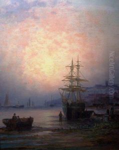 Sailing Ships Off Whitby by William A. Thornley or Thornbery