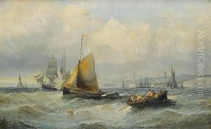 Shipping Off A Harbour Mouth by William A. Thornley or Thornbery