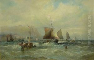 Fishing Boats In The South Bay Scarborough by William A. Thornley or Thornbery
